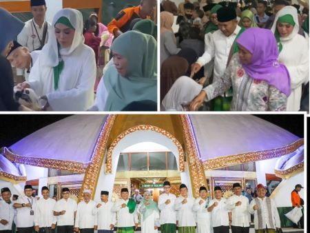 Bupati Hendy Sholat Tarawih Bersama Gubernur Jatim di Masjid Jami' Al-Baitul Amin Jember
